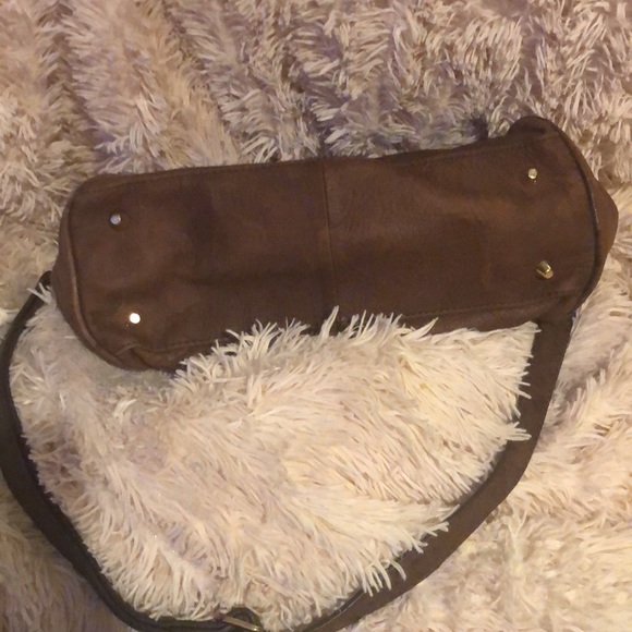 Cynthia Rowley Brown Leather & Faux Fur Bag With Zebra Print Interior - Picture 9 of 10